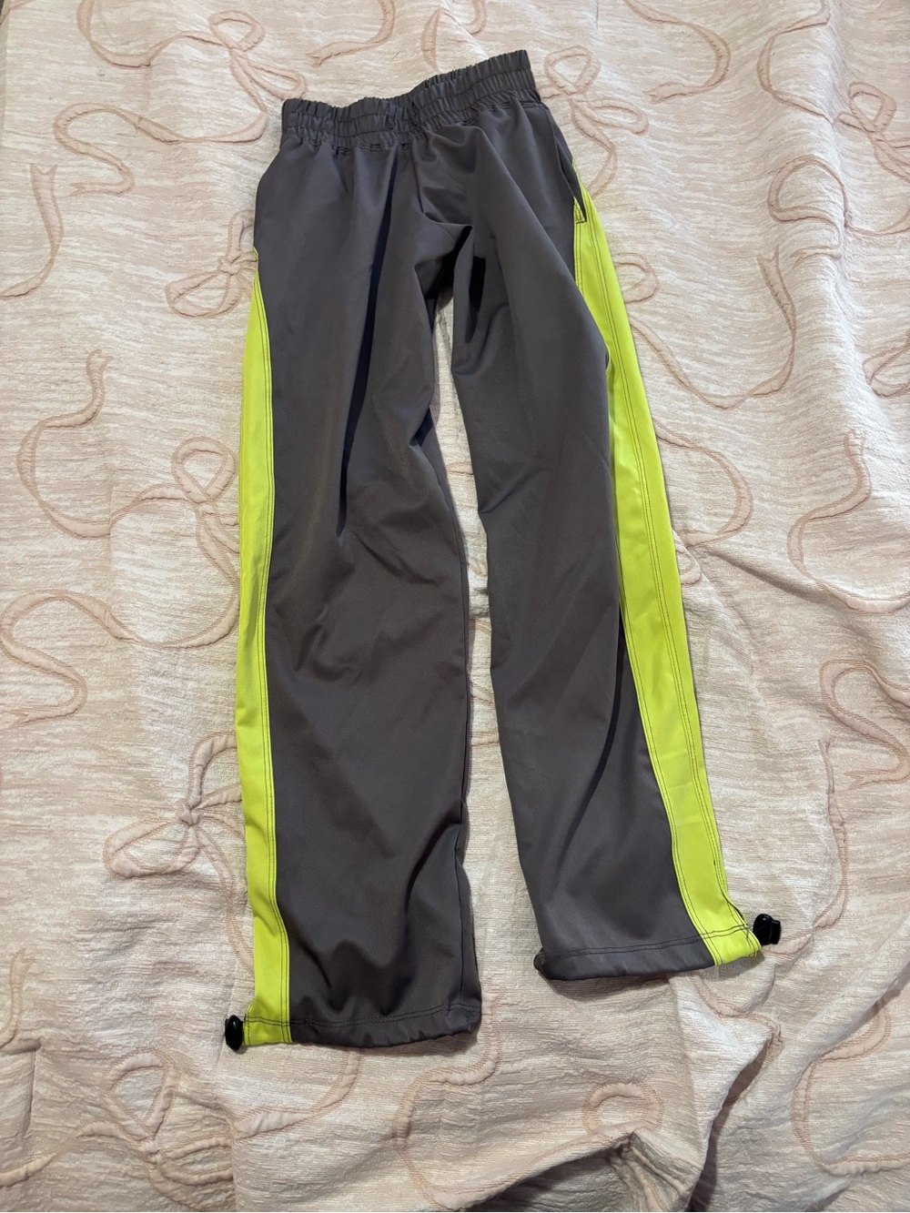 Gray Track Pants with Neon Lime Side Stripes Five The Label